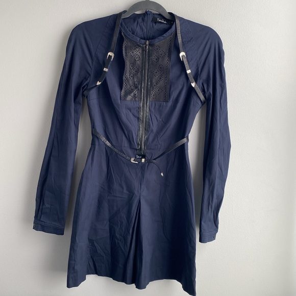 Marios Schwab Navy Belted Dress - Picture 1 of 16